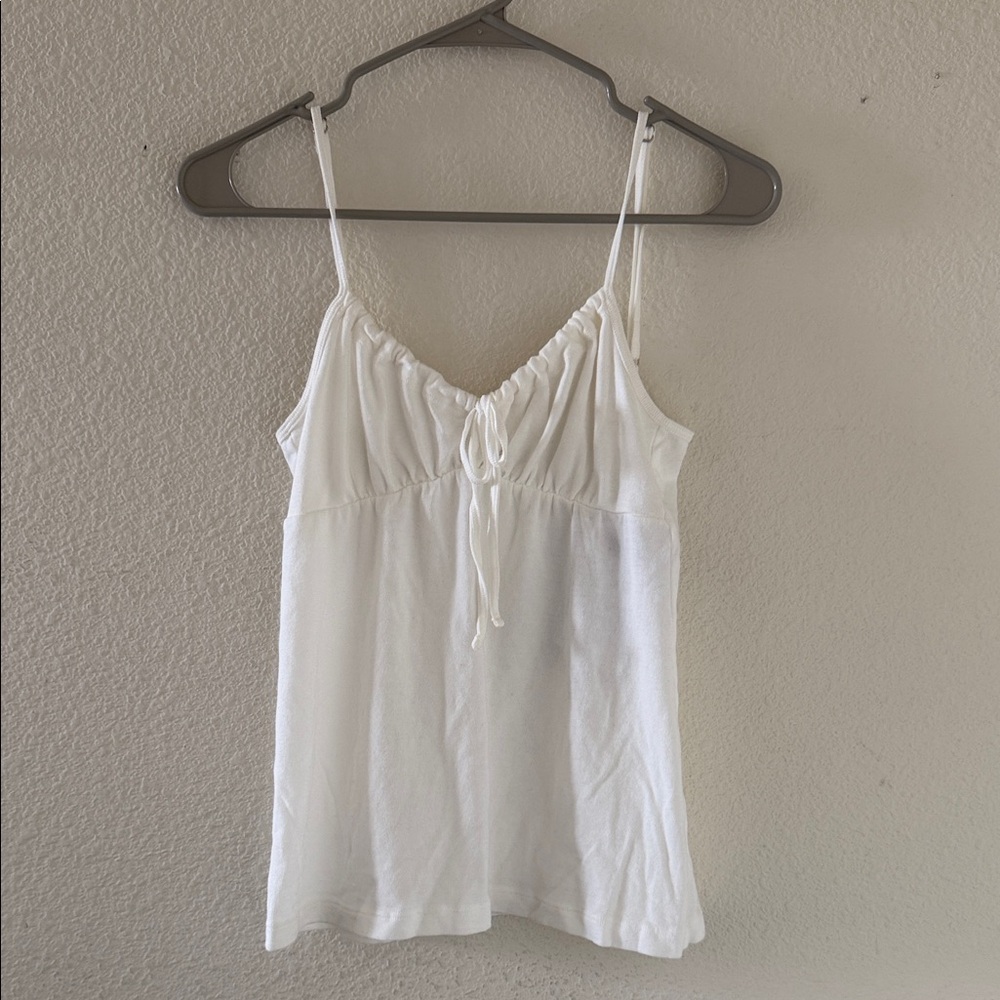 Brandy melville white tie front tank top